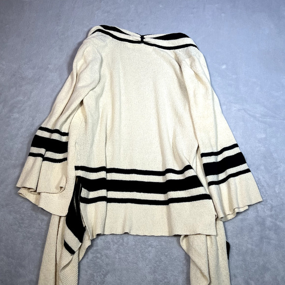Anthropologie Sparrow Cardigan Womens Medium‎ Cream Black Open Draped Boho Bell - Picture 6 of 11